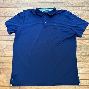 Greyson Golf Polo Shirt Mens XXL Solid Blue Stretch Wolf Logo Knit Collar